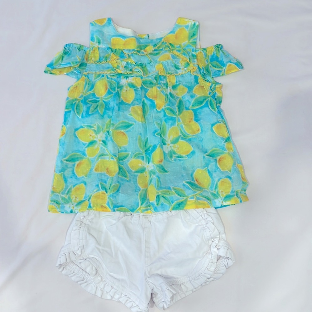 Girls Lemon 🍋 print. Top and Short set cozy 100% cotton 4T
